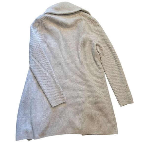 Nordstrom Collection Sweater Women's Medium Grey All Cashmere Open Cardigan Long - Picture 2 of 5